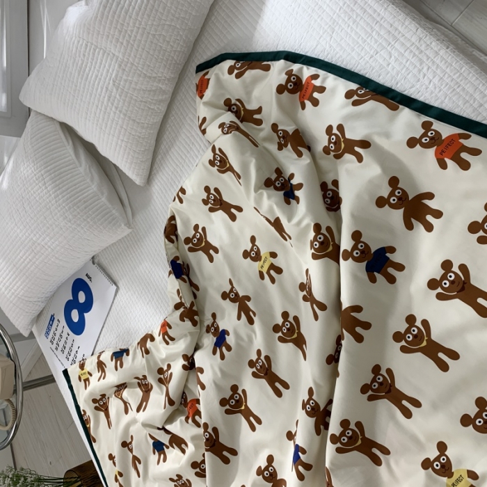 91家纺网 家纺一手货源 找家纺 汇庭 2021新款60sA类长绒棉大豆抗菌棉夏被 姜饼熊白