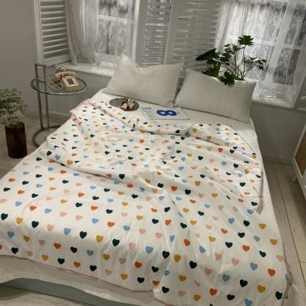 汇庭 2021新款60sA类长绒棉大豆抗菌棉夏被 比心