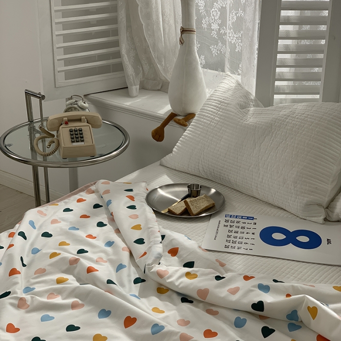 91家纺网 家纺一手货源 找家纺 汇庭 2021新款60sA类长绒棉大豆抗菌棉夏被 比心