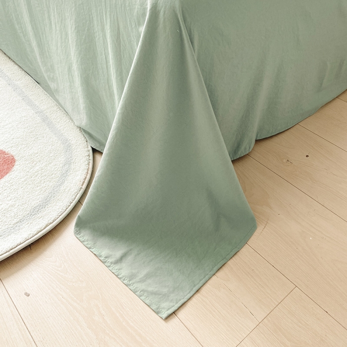 91家纺网 家纺一手货源 找家纺 琪格格 2022新款仙女款刺绣蕾丝水洗棉四件套 小花-抹茶绿