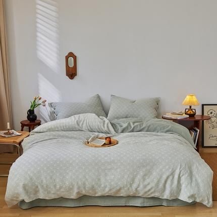 91家纺网 家纺一手货源 找家纺 简家居 2022新款韵律系列色织大提花四件套韵律-绿