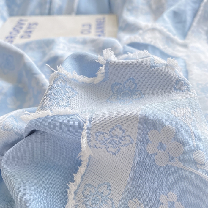 91家纺网 家纺一手货源 找家纺 琪格格 2022新款色织水洗提花剪花四件套 倾国-蓝