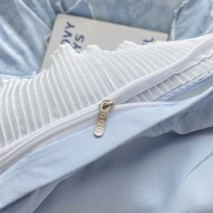 91家纺网 家纺一手货源 找家纺 琪格格 2022新款色织水洗提花剪花四件套 倾国-蓝