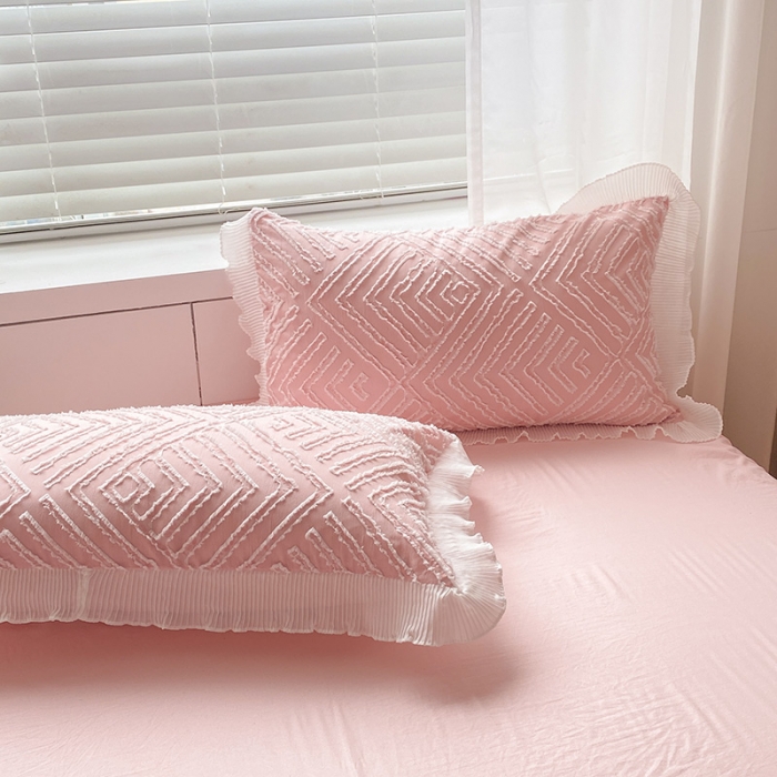 91家纺网 家纺一手货源 找家纺 琪格格 2022新款色织水洗提花剪花四件套 月眠