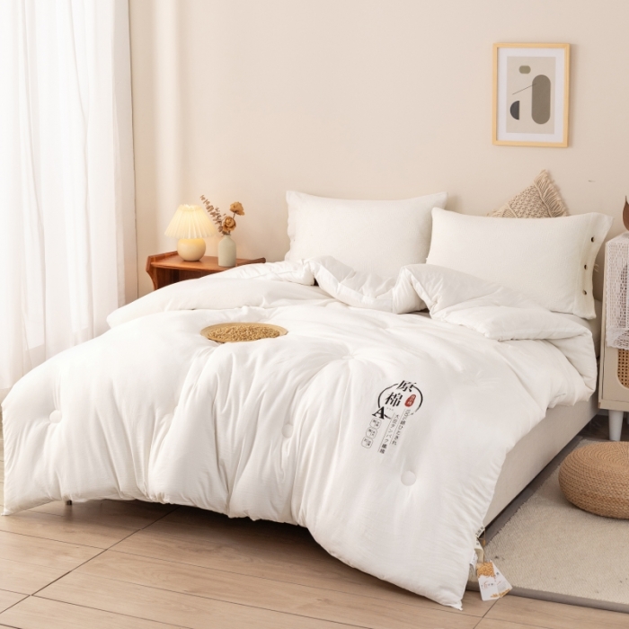 91家纺网 家纺一手货源 找家纺 盈超 2023新款原棉水洗棉大豆被被子被芯 白色