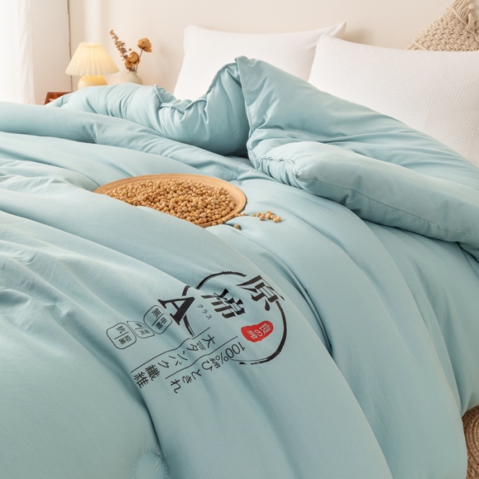 91家纺网 家纺一手货源 找家纺 盈超 2023新款原棉水洗棉大豆被被子被芯 湖蓝