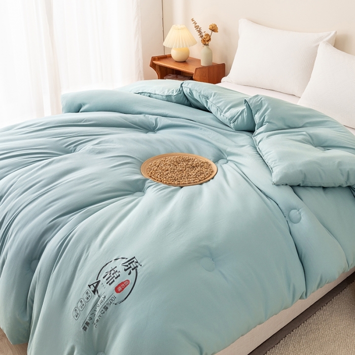 91家纺网 家纺一手货源 找家纺 盈超 2023新款原棉水洗棉大豆被被子被芯 湖蓝