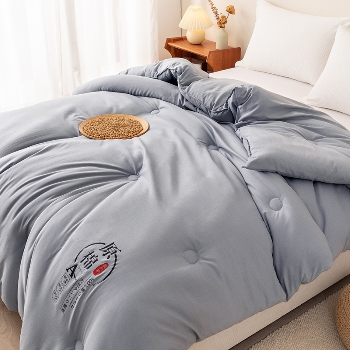 91家纺网 家纺一手货源 找家纺 盈超 2023新款原棉水洗棉大豆被被子被芯 灰色