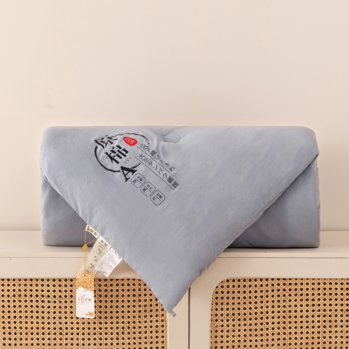 91家纺网 家纺一手货源 找家纺 盈超 2023新款原棉水洗棉大豆被被子被芯 灰色