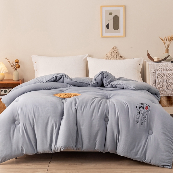 91家纺网 家纺一手货源 找家纺 盈超 2023新款原棉水洗棉大豆被被子被芯 灰色