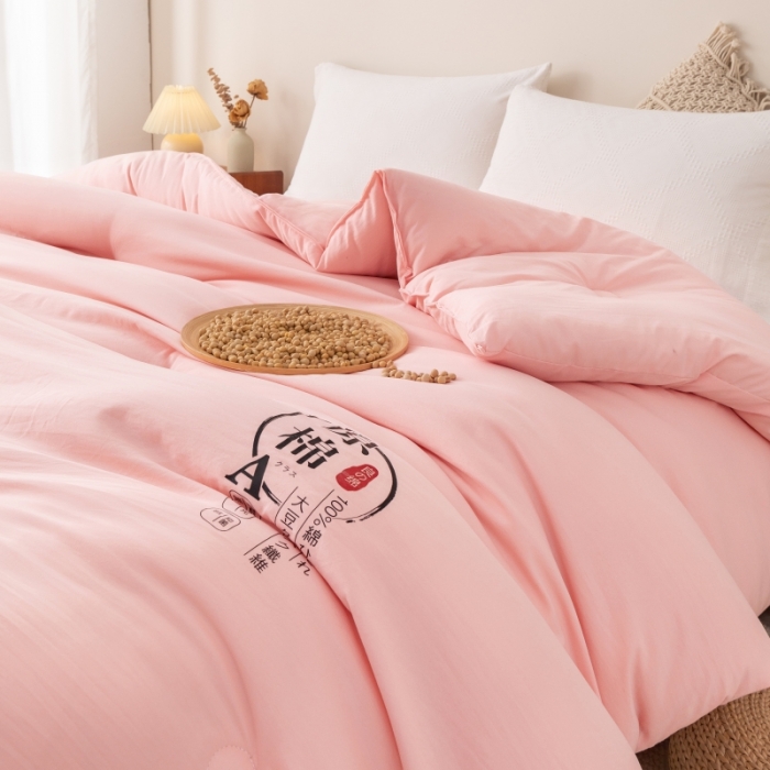 91家纺网 家纺一手货源 找家纺 盈超 2023新款原棉水洗棉大豆被被子被芯 玉色