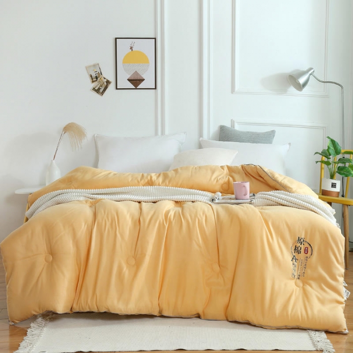 91家纺网 家纺一手货源 找家纺 盈超 2023新款原棉水洗棉大豆被被子被芯 黄色