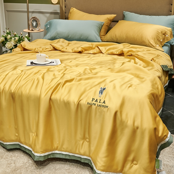 91家纺网 家纺一手货源 找家纺 汇庭 2020新款马德里夏被欧式-实拍图 黄色