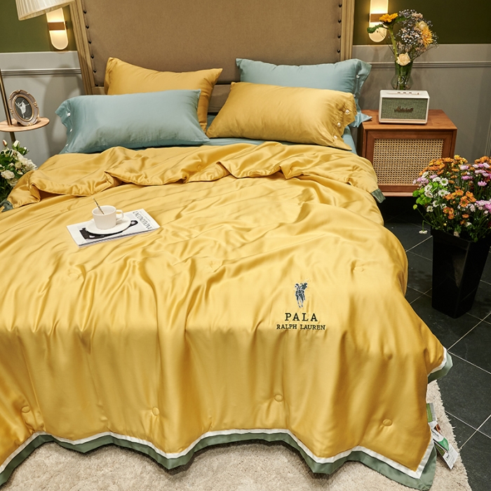 91家纺网 家纺一手货源 找家纺 汇庭 2020新款马德里夏被欧式-实拍图 黄色