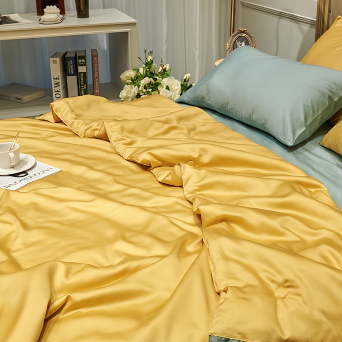 91家纺网 家纺一手货源 找家纺 汇庭 2020新款马德里夏被欧式-实拍图 黄色