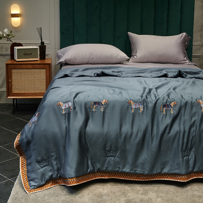 91家纺网 家纺一手货源 找家纺 汇庭  2020新款马德里夏被系列-实拍图 马德里蓝