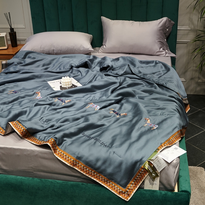 91家纺网 家纺一手货源 找家纺 汇庭  2020新款马德里夏被系列-实拍图 马德里蓝