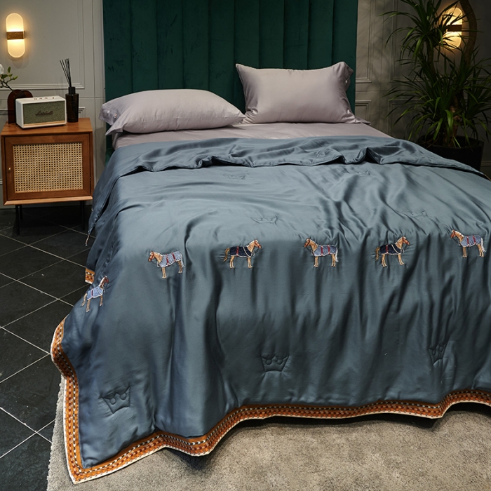 91家纺网 家纺一手货源 找家纺 汇庭  2020新款马德里夏被系列-实拍图 马德里蓝