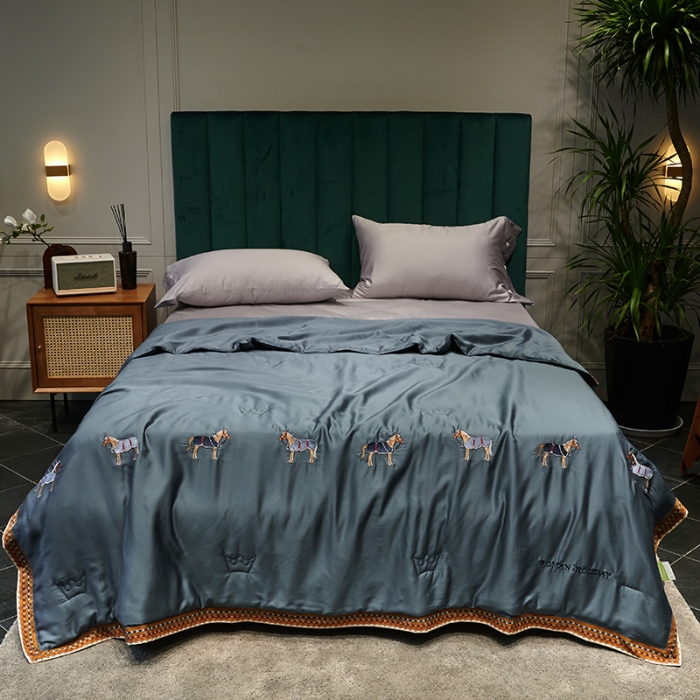 91家纺网 家纺一手货源 找家纺 汇庭  2020新款马德里夏被系列-实拍图 马德里蓝