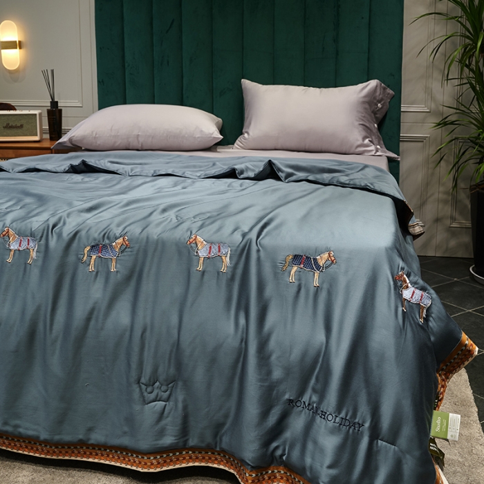 91家纺网 家纺一手货源 找家纺 汇庭  2020新款马德里夏被系列-实拍图 马德里蓝