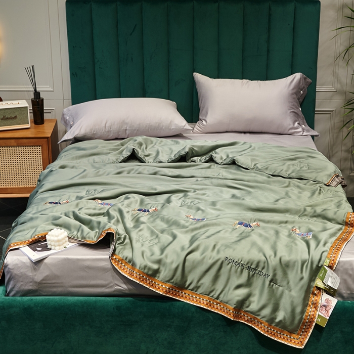 91家纺网 家纺一手货源 找家纺 汇庭  2020新款马德里夏被系列-实拍图 马德里绿