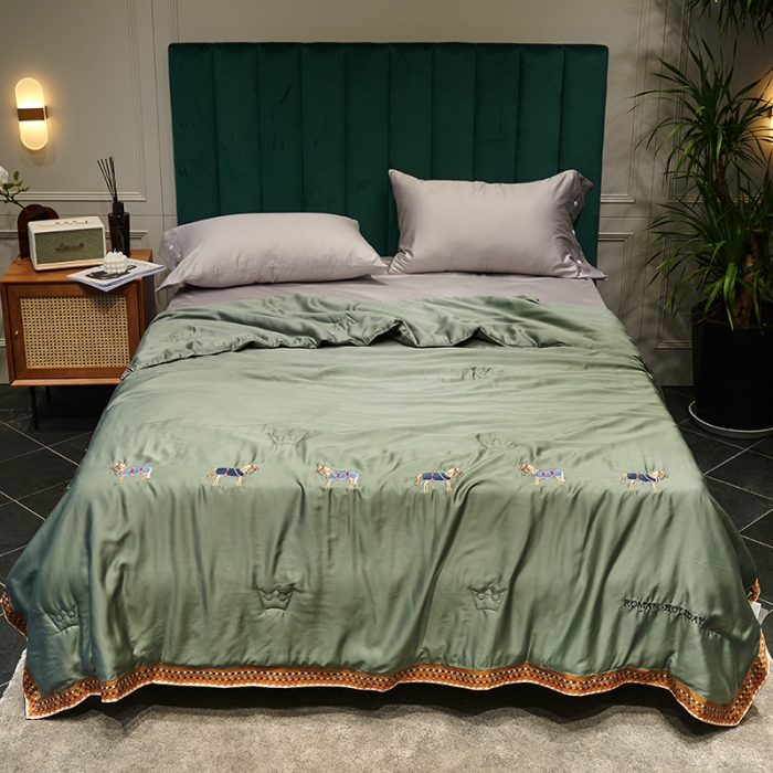 91家纺网 家纺一手货源 找家纺 汇庭  2020新款马德里夏被系列-实拍图 马德里绿