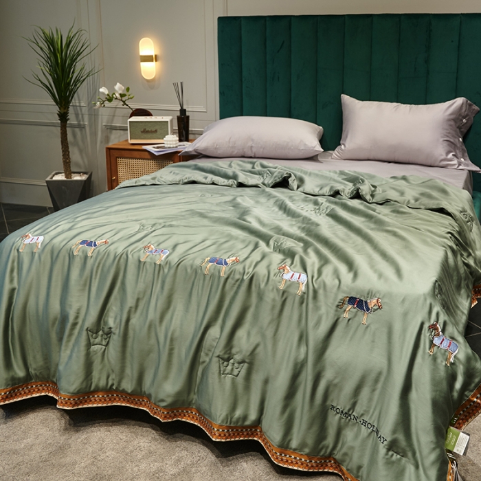 91家纺网 家纺一手货源 找家纺 汇庭  2020新款马德里夏被系列-实拍图 马德里绿