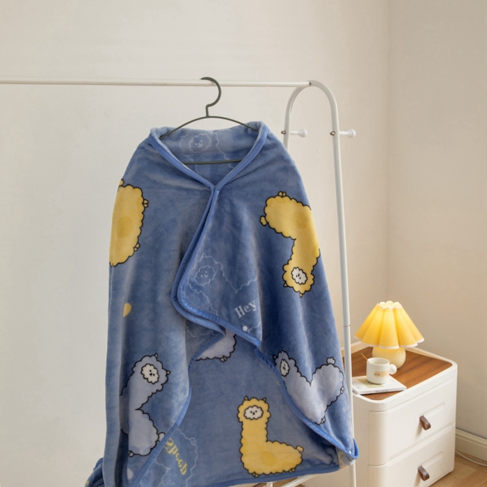 91家纺网 家纺一手货源 找家纺 恋尚羽 2025秋冬爆款印花披肩毯盖毯 羊驼宝宝