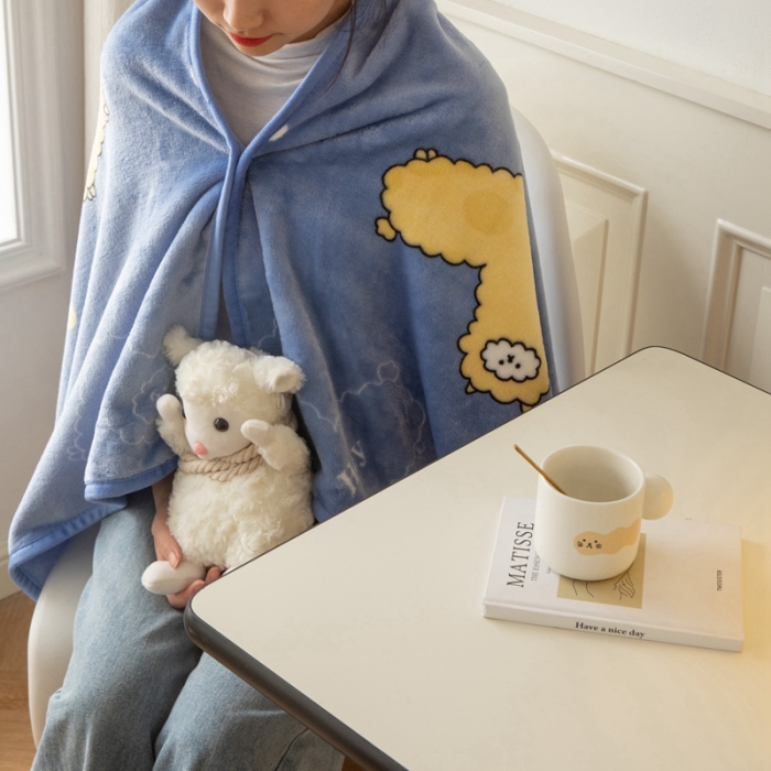 91家纺网 家纺一手货源 找家纺 恋尚羽 2025秋冬爆款印花披肩毯盖毯 羊驼宝宝