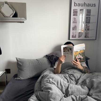 91家纺网 家纺一手货源 找家纺 (总)恋恋三季 2024新40支全棉水洗棉提花四件套-西格黑