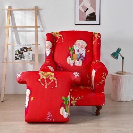 俐之凯 2022新款老虎凳套全包弹力单人沙发套罩美式斯佳蒙椅套 圣诞老人（红）