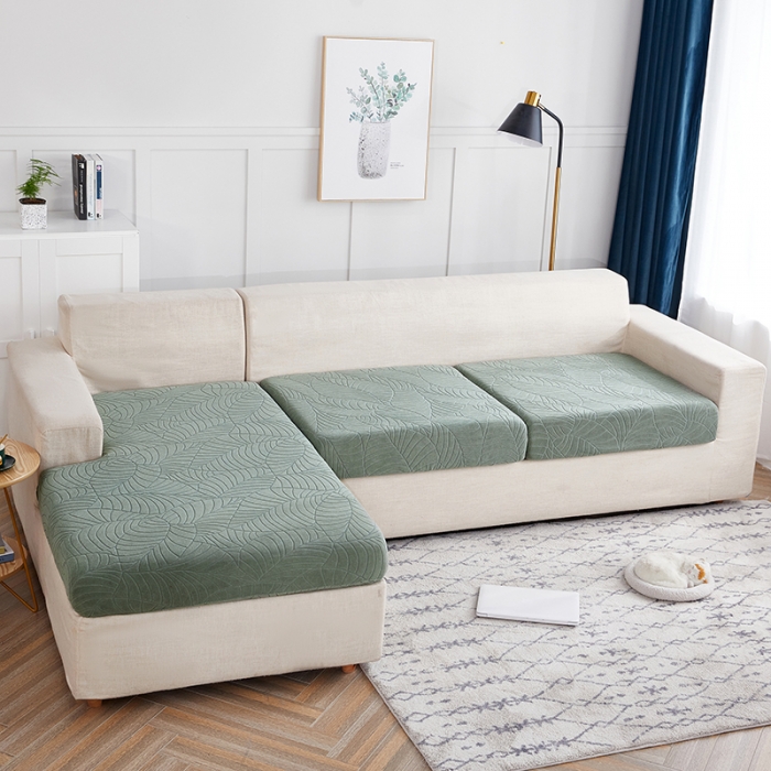 91家纺网 家纺一手货源 找家纺 逐日沙发套  2023新款防水提花大树叶坐垫套沙发笠 草绿