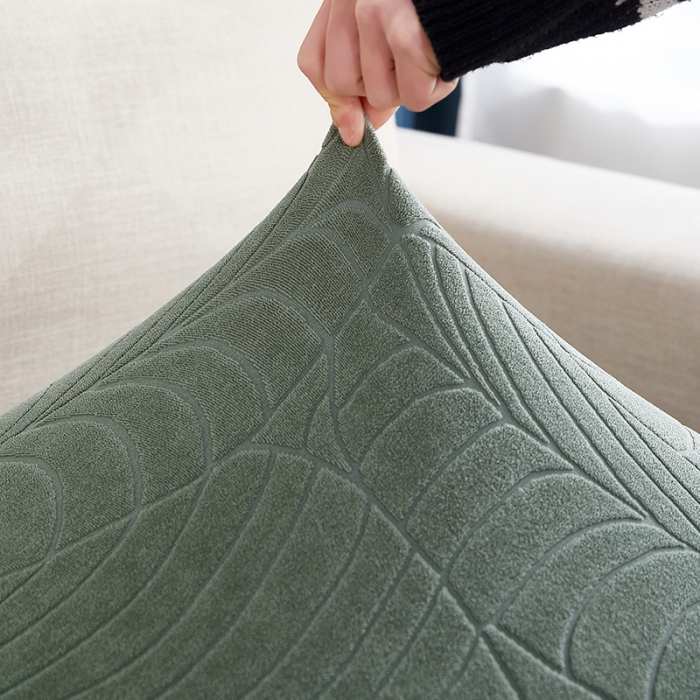 91家纺网 家纺一手货源 找家纺 逐日沙发套  2023新款防水提花大树叶坐垫套沙发笠 草绿