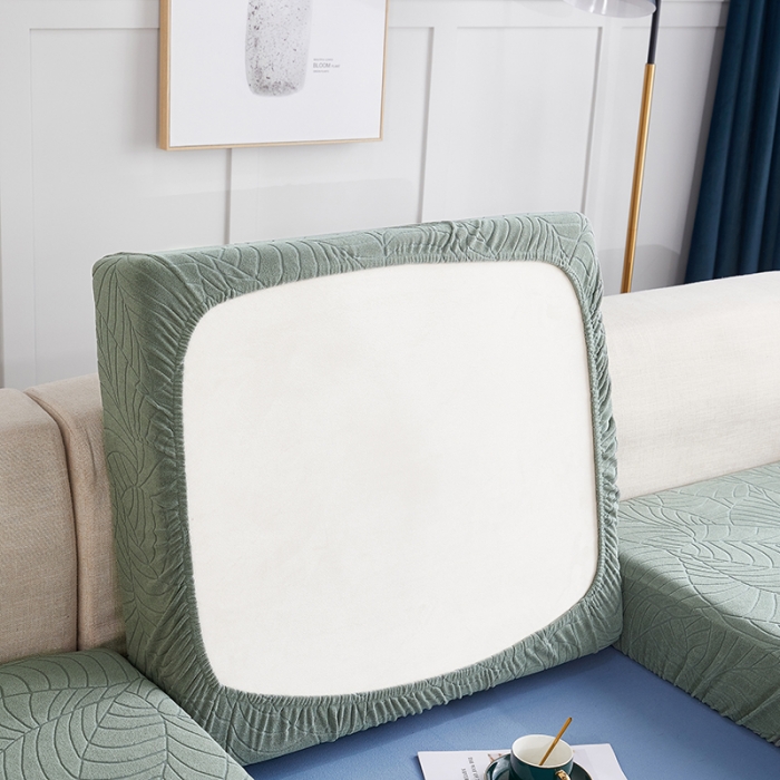 91家纺网 家纺一手货源 找家纺 逐日沙发套  2023新款防水提花大树叶坐垫套沙发笠 草绿