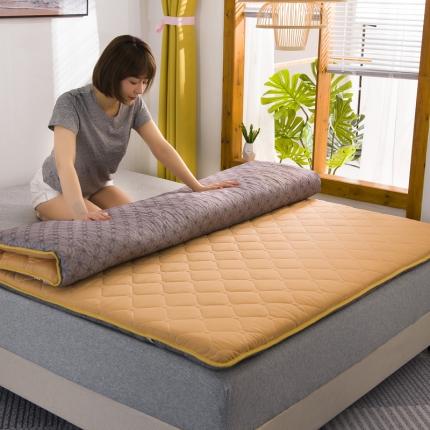 91家纺网 家纺一手货源 找家纺 暖季 2025新款加厚磨毛防滑印花床垫直播供货 卡其驼