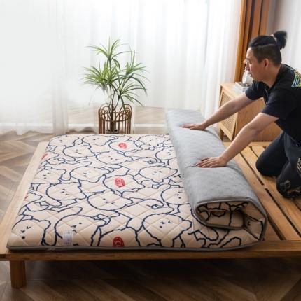 91家纺网 家纺一手货源 找家纺 暖季 2025新款加厚磨毛防滑印花床垫直播供货 萌萌熊
