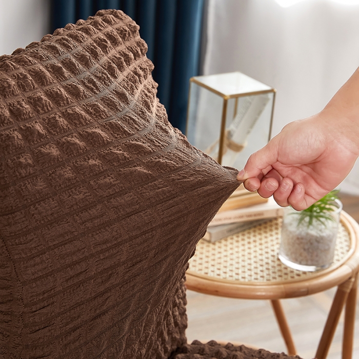 91家纺网 家纺一手货源 找家纺 逐日沙发套  2023新款泡泡爆米花裙摆款椅子套 咖啡(均码)