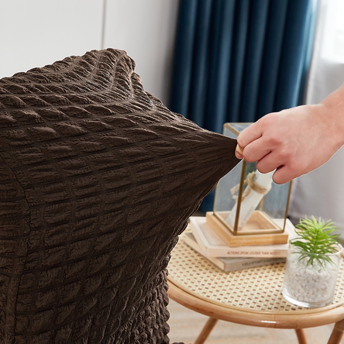 91家纺网 家纺一手货源 找家纺 逐日沙发套  2023新款泡泡爆米花裙摆款椅子套 深咖(均码)