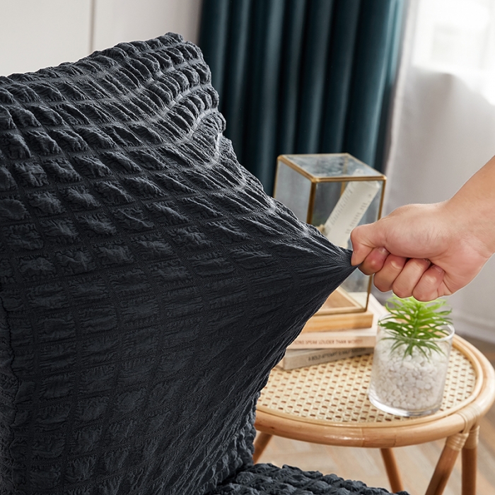 91家纺网 家纺一手货源 找家纺 逐日沙发套  2023新款泡泡爆米花裙摆款椅子套 深灰(均码)