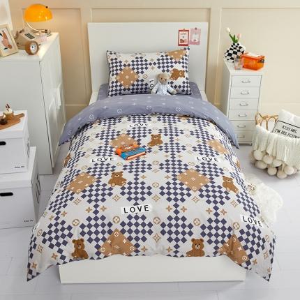 91家纺网 家纺一手货源 找家纺 金丝鸟 2022新款全棉斜纹13370三件套 路易熊