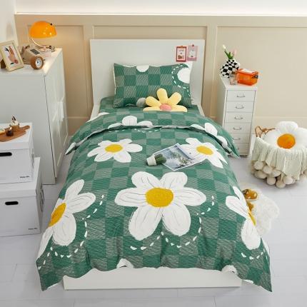 91家纺网 家纺一手货源 找家纺 金丝鸟 2022新款全棉斜纹13370三件套 绿茵