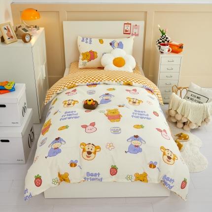 91家纺网 家纺一手货源 找家纺 金丝鸟 2022新款全棉斜纹13370三件套 维尼伙伴