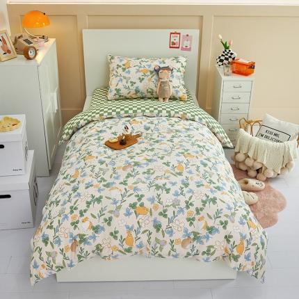 91家纺网 家纺一手货源 找家纺 金丝鸟 2022新款全棉斜纹13370三件套 早安兔兔