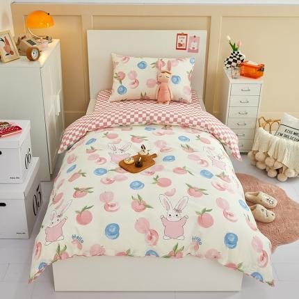 91家纺网 家纺一手货源 找家纺 金丝鸟 2022新款全棉斜纹13370三件套 长耳兔