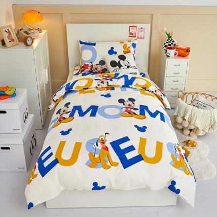 91家纺网 家纺一手货源 找家纺 金丝鸟 2022新款全棉斜纹13370三件套 字母米奇