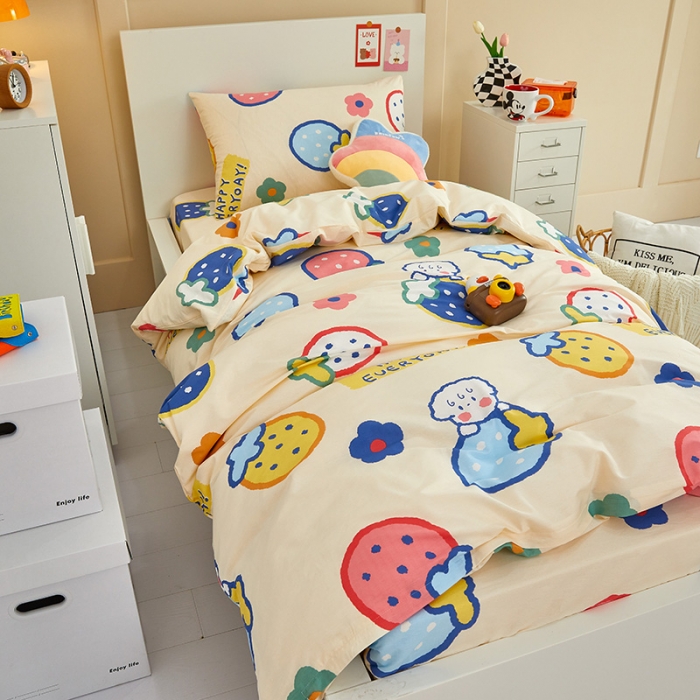 91家纺网 家纺一手货源 找家纺 金丝鸟 2022新款全棉斜纹13370三件套 草莓恋宠