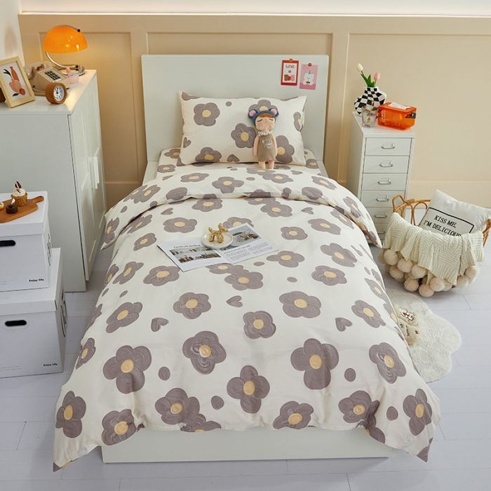 91家纺网 家纺一手货源 找家纺 金丝鸟 2022新款全棉斜纹13370三件套 花蕊