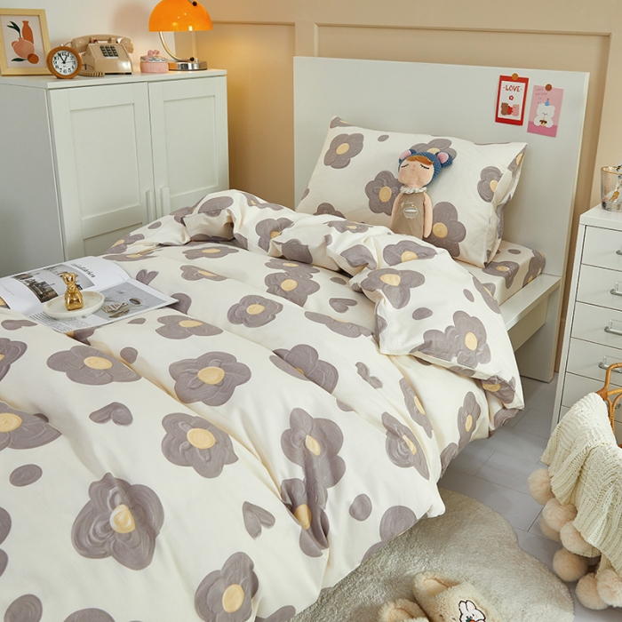 91家纺网 家纺一手货源 找家纺 金丝鸟 2022新款全棉斜纹13370三件套 花蕊