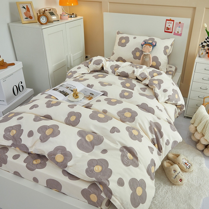 91家纺网 家纺一手货源 找家纺 金丝鸟 2022新款全棉斜纹13370三件套 花蕊