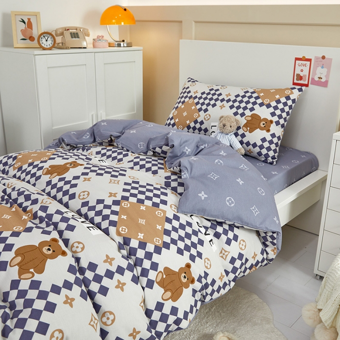 91家纺网 家纺一手货源 找家纺 金丝鸟 2022新款全棉斜纹13370三件套 路易熊